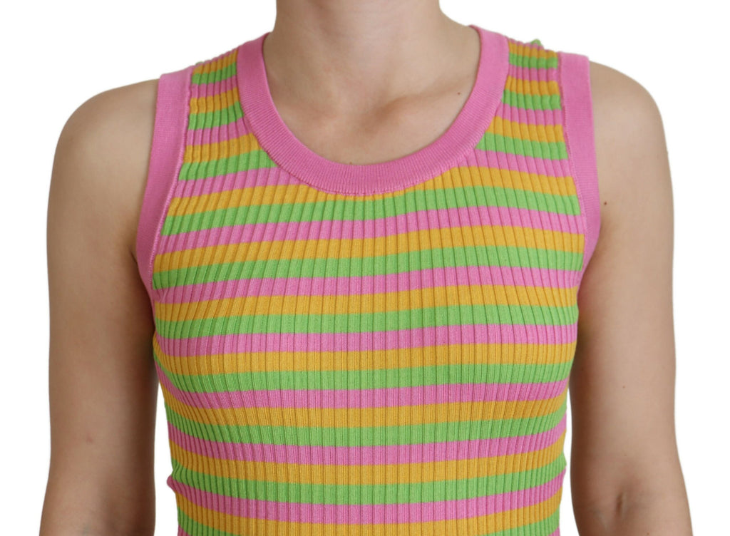 Gilet Smanicato Pullover Dolce & Gabbana in Seta Multicolor