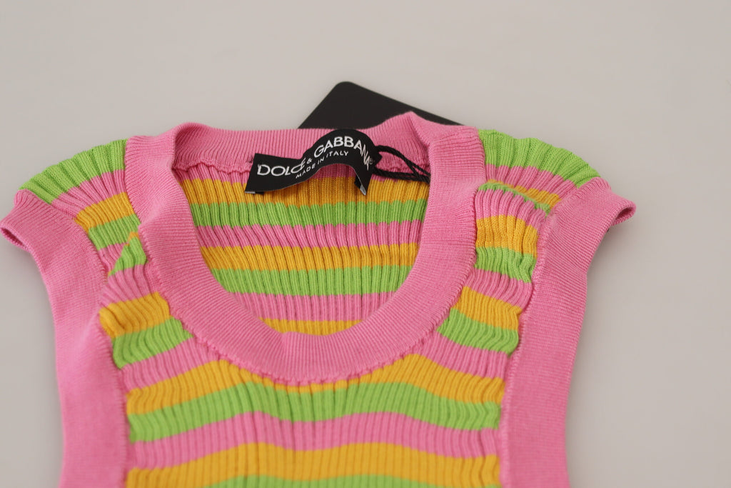 Gilet Smanicato Pullover Dolce & Gabbana in Seta Multicolor