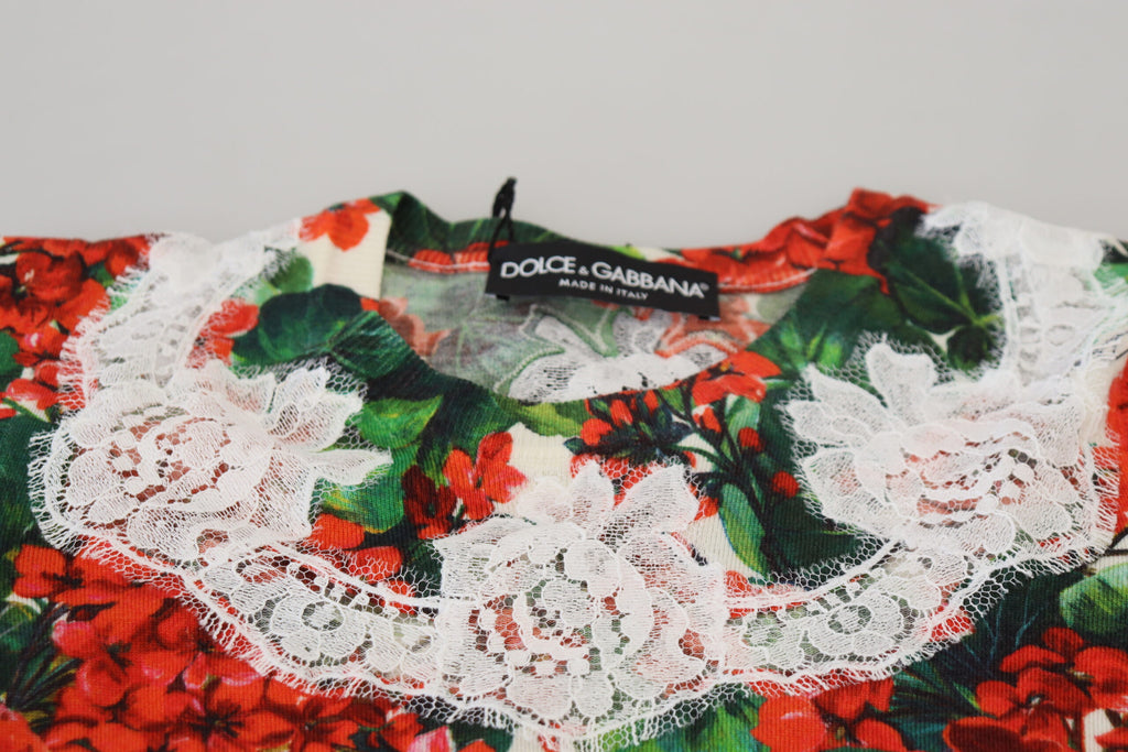 Dolce & Gabbana Canotta Gilet in Lana con Pizzo Floreale Bianco