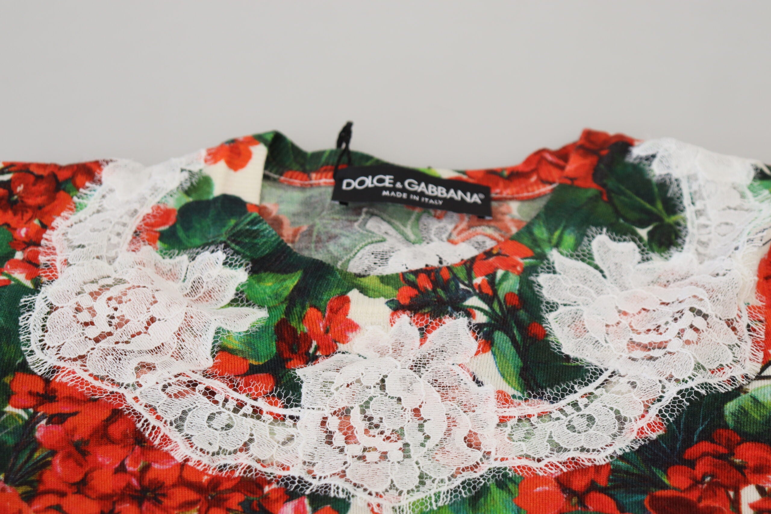 Dolce & Gabbana Canotta Gilet in Lana con Pizzo Floreale Bianco