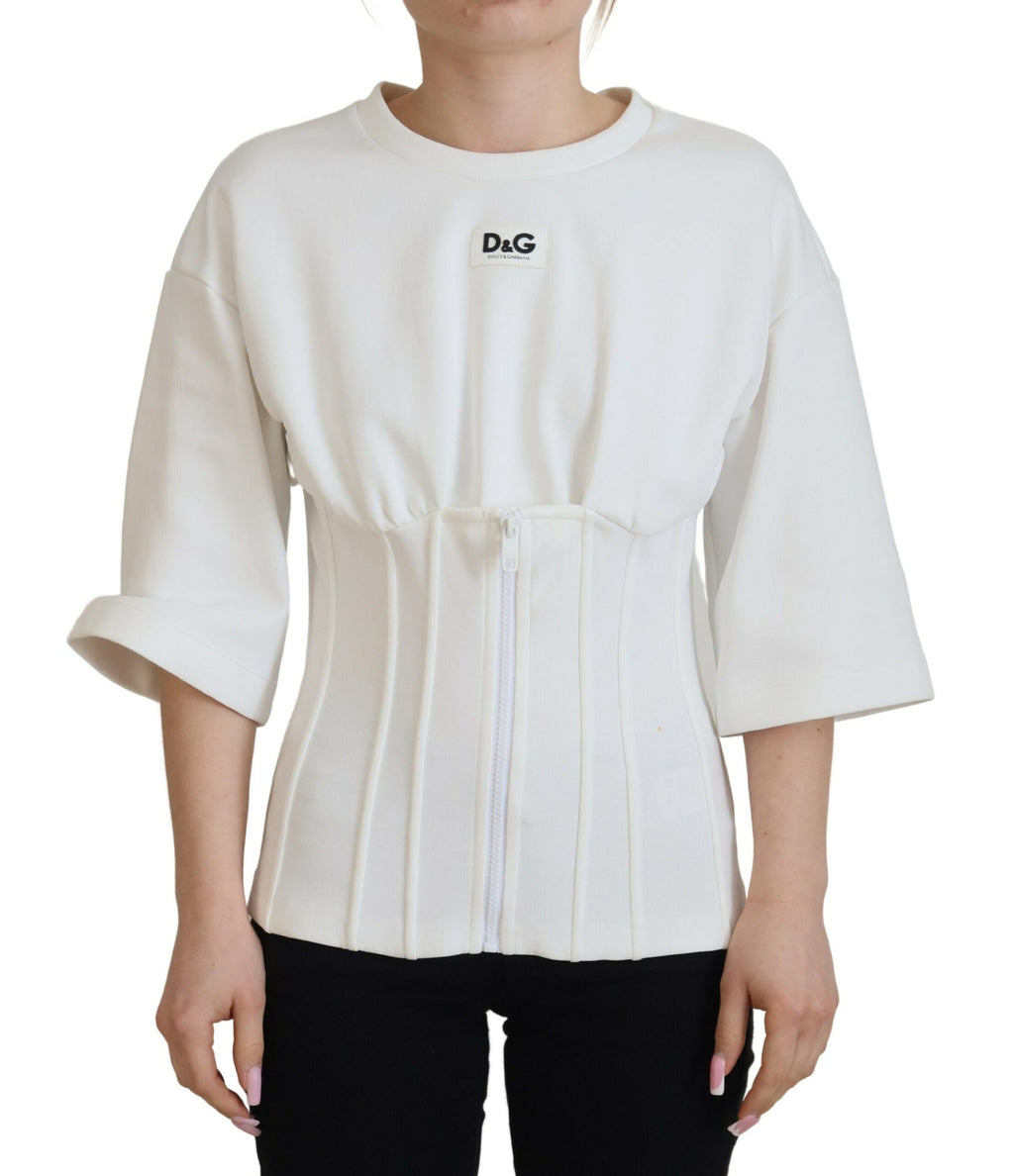 T-shirt Dolce & Gabbana in cotone elasticizzato con corsetto bianco