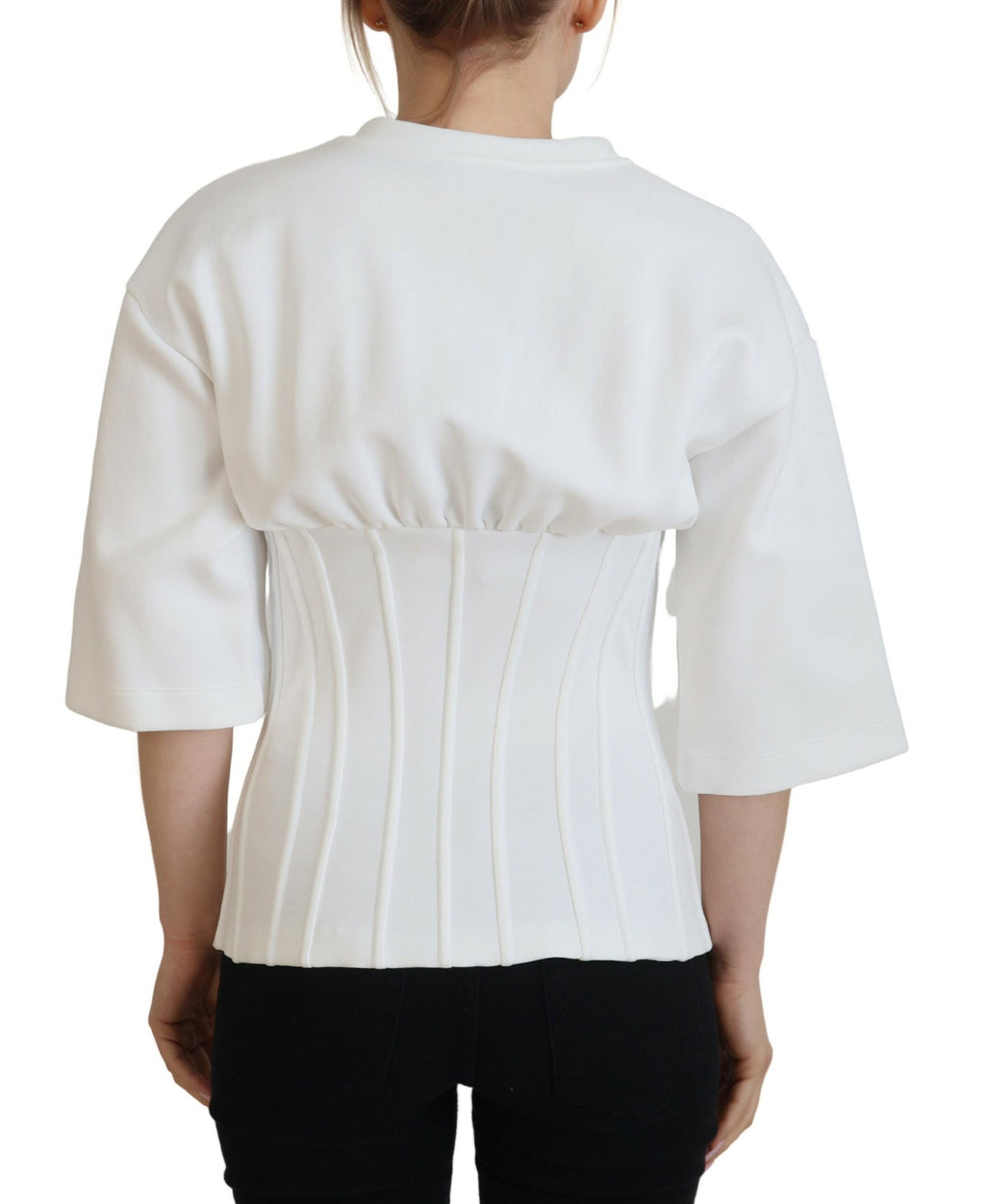 T-shirt Dolce & Gabbana in cotone elasticizzato con corsetto bianco