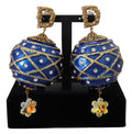 Orecchini a Clip Pendenti con Cristallo a Sfera Blu in Ottone Dorato Dolce & Gabbana