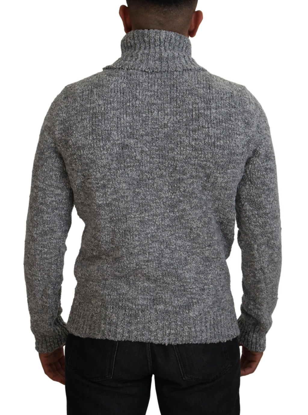 Dolce & Gabbana Maglione Dolcevita in Maglia di Lana Grigia