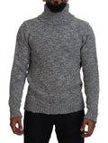 Dolce & Gabbana Maglione Dolcevita in Maglia di Lana Grigia