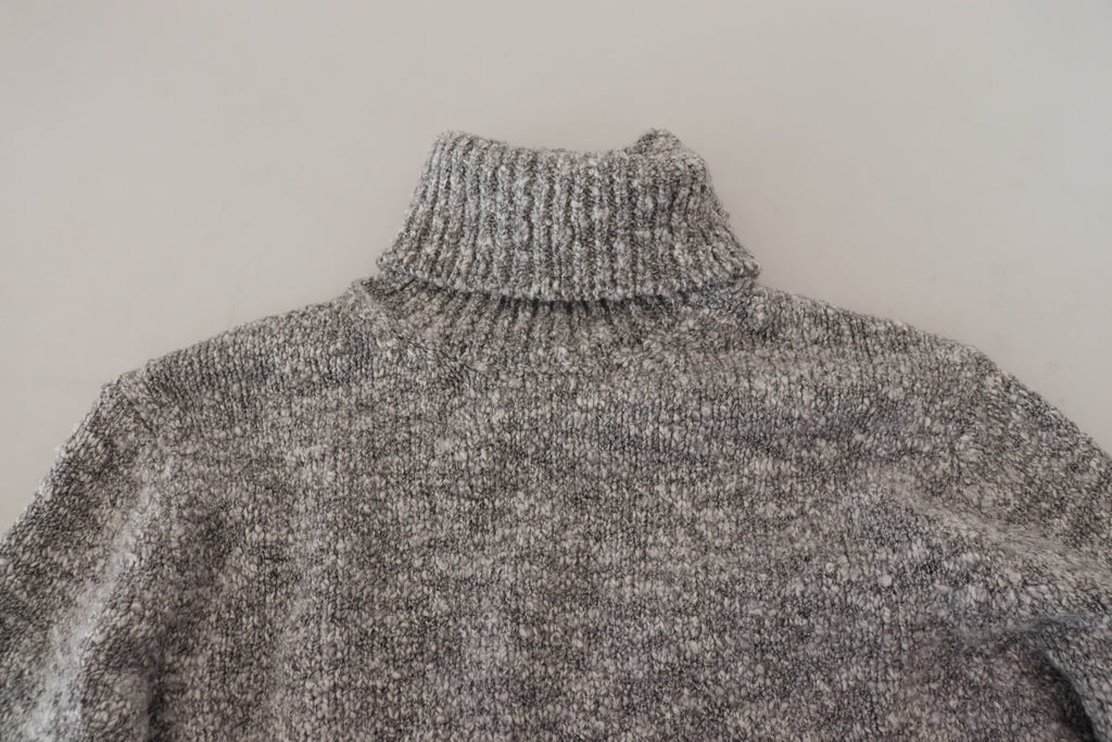 Dolce & Gabbana Maglione Dolcevita in Maglia di Lana Grigia