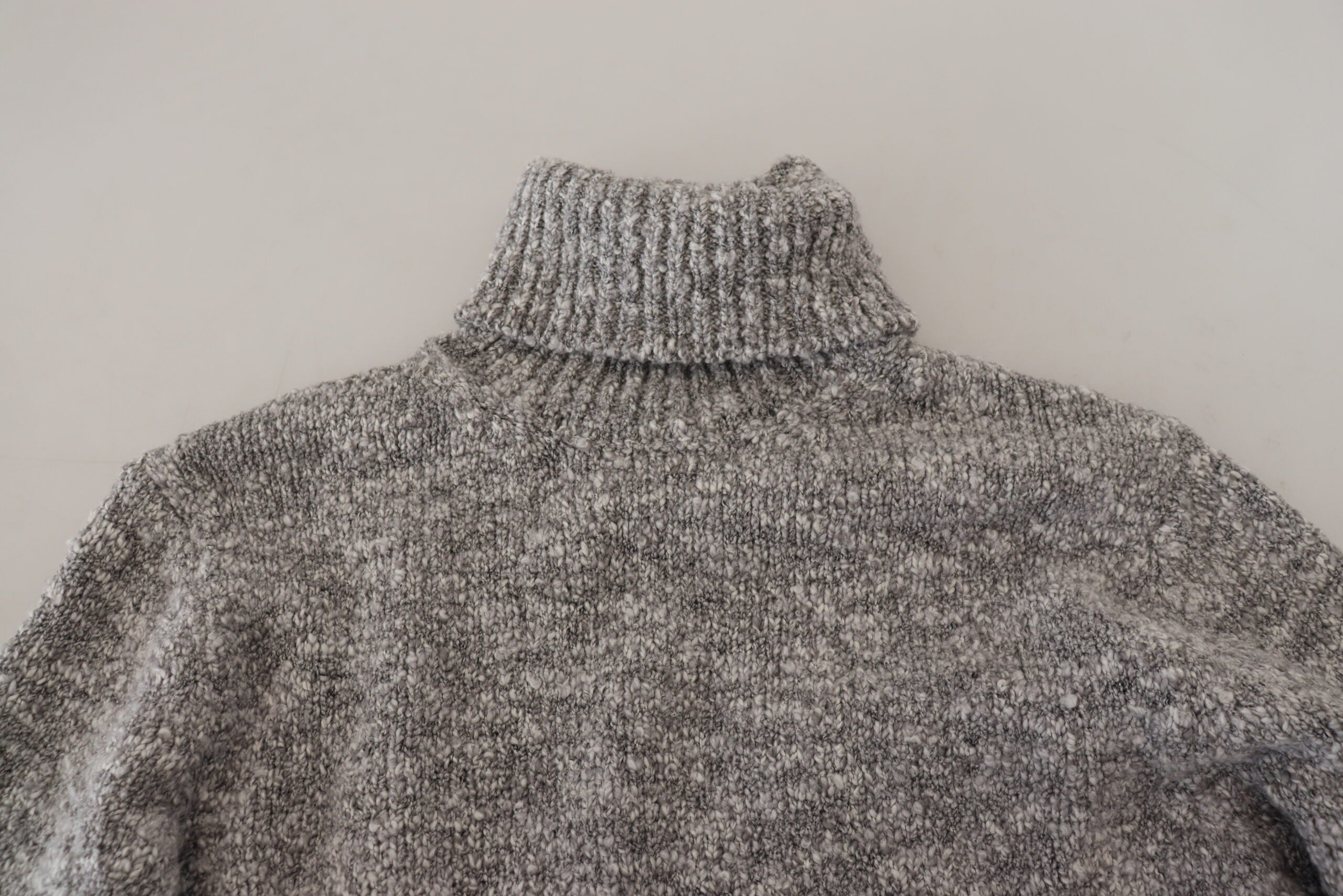 Dolce & Gabbana Maglione Dolcevita in Maglia di Lana Grigia