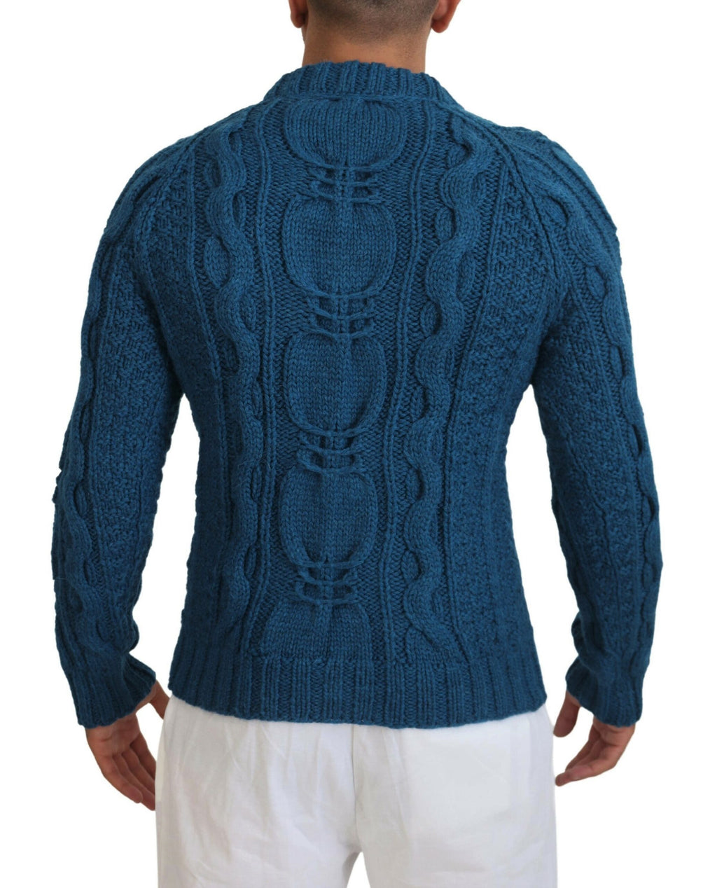 Dolce & Gabbana Maglione Pullover Blu in Maglia di Lana Alpaca