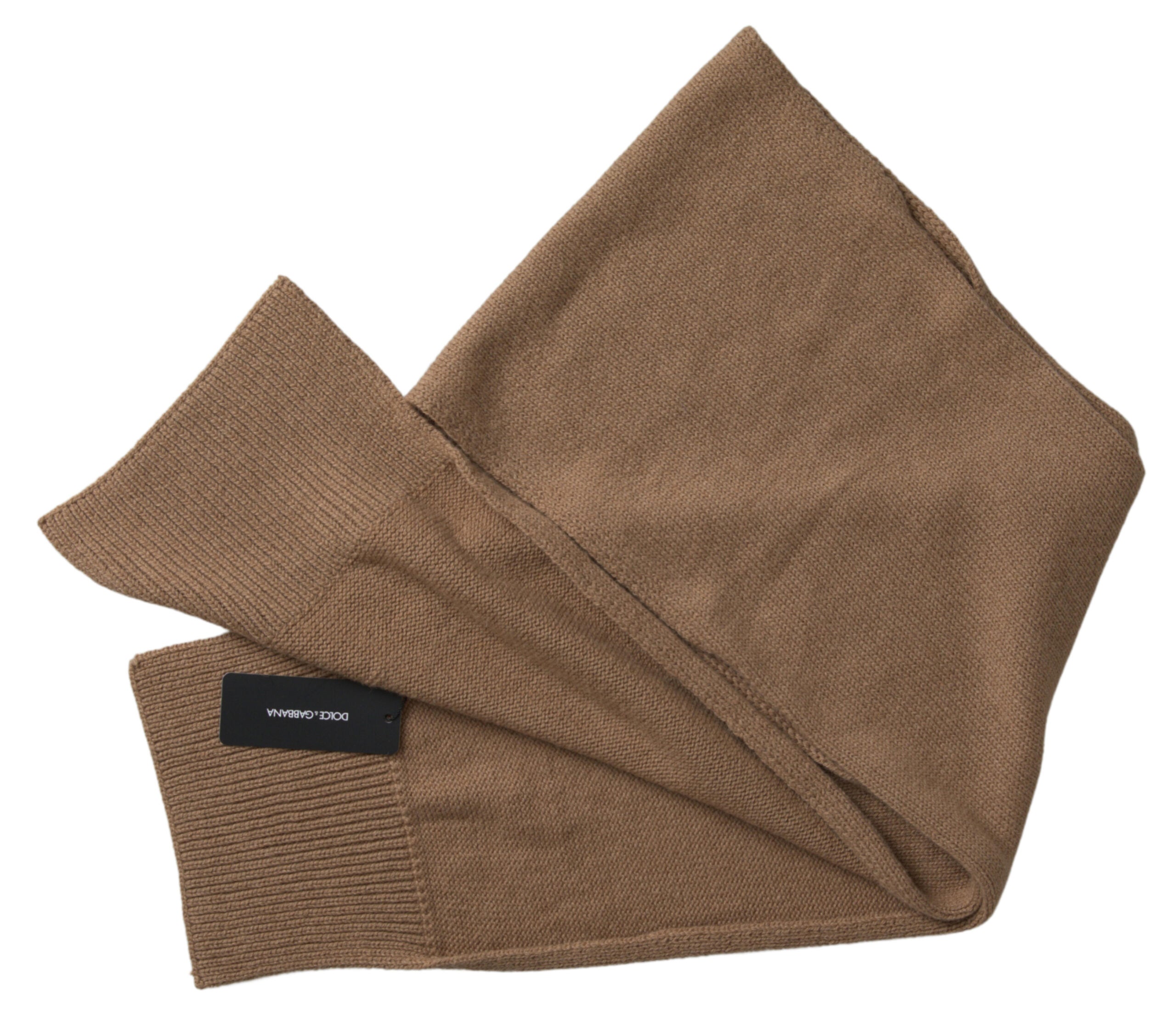Sciarpa foulard avvolgente in cammello lavorata a maglia marrone Dolce & Gabbana