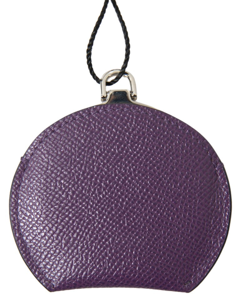 Portaspecchio rotondo in pelle di vitello viola Dolce & Gabbana