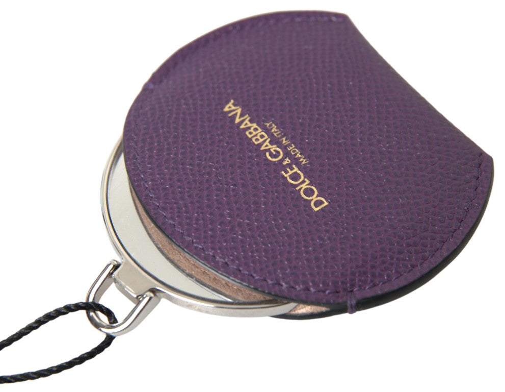 Portaspecchio rotondo in pelle di vitello viola Dolce & Gabbana