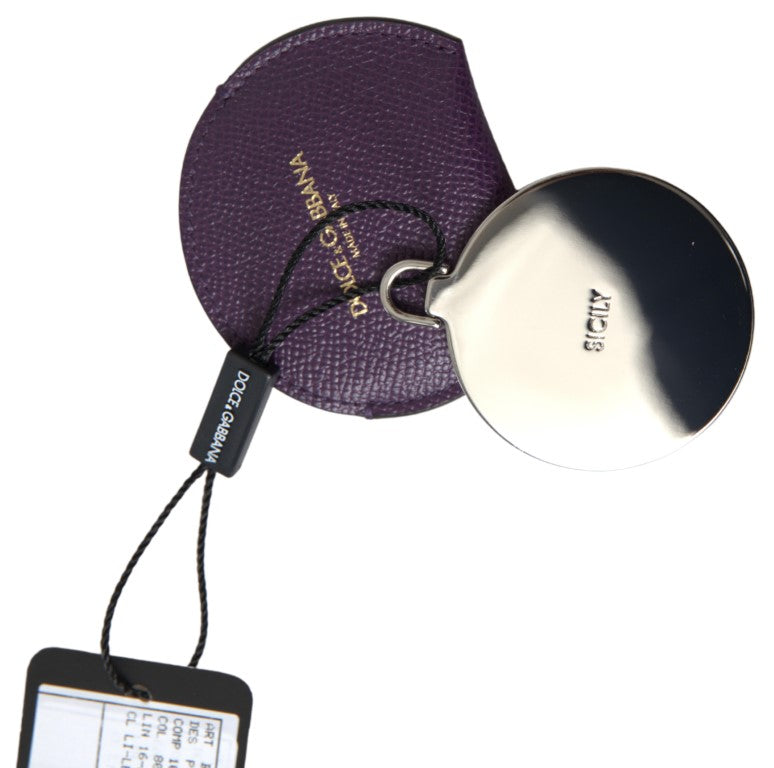 Portaspecchio rotondo in pelle di vitello viola Dolce & Gabbana