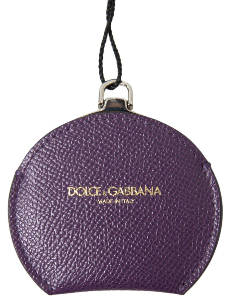 Portaspecchio rotondo in pelle di vitello viola Dolce & Gabbana