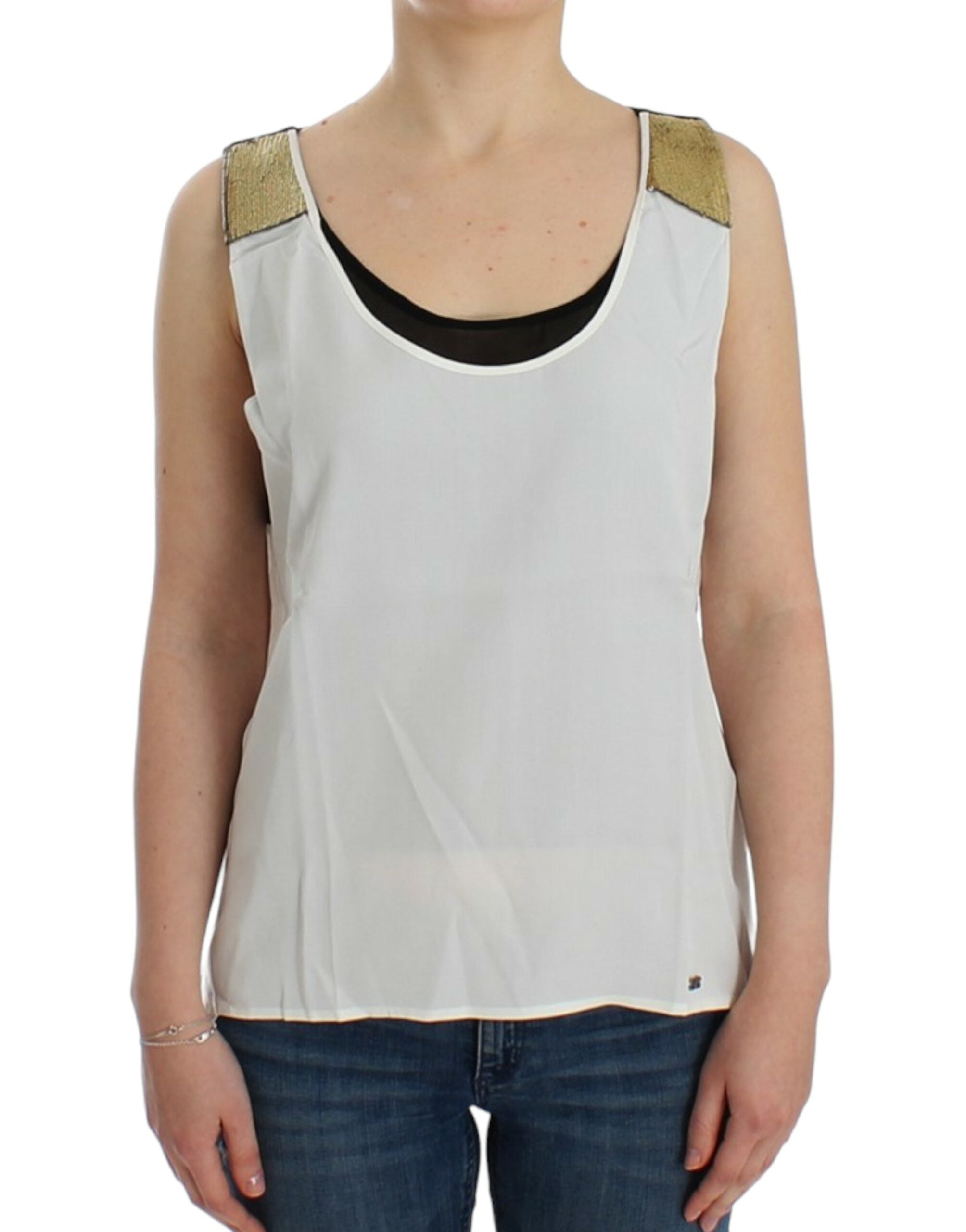 Top smanicato Costume National bianco