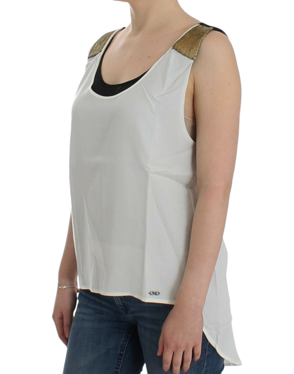 Top smanicato Costume National bianco