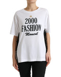 T-shirt Dolce & Gabbana bianca con stampa slogan e dettagli allacciati