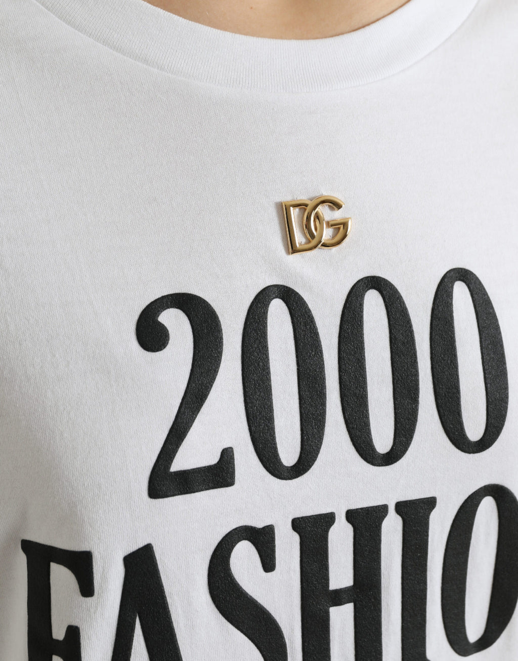 T-shirt Dolce & Gabbana bianca con stampa slogan e dettagli allacciati