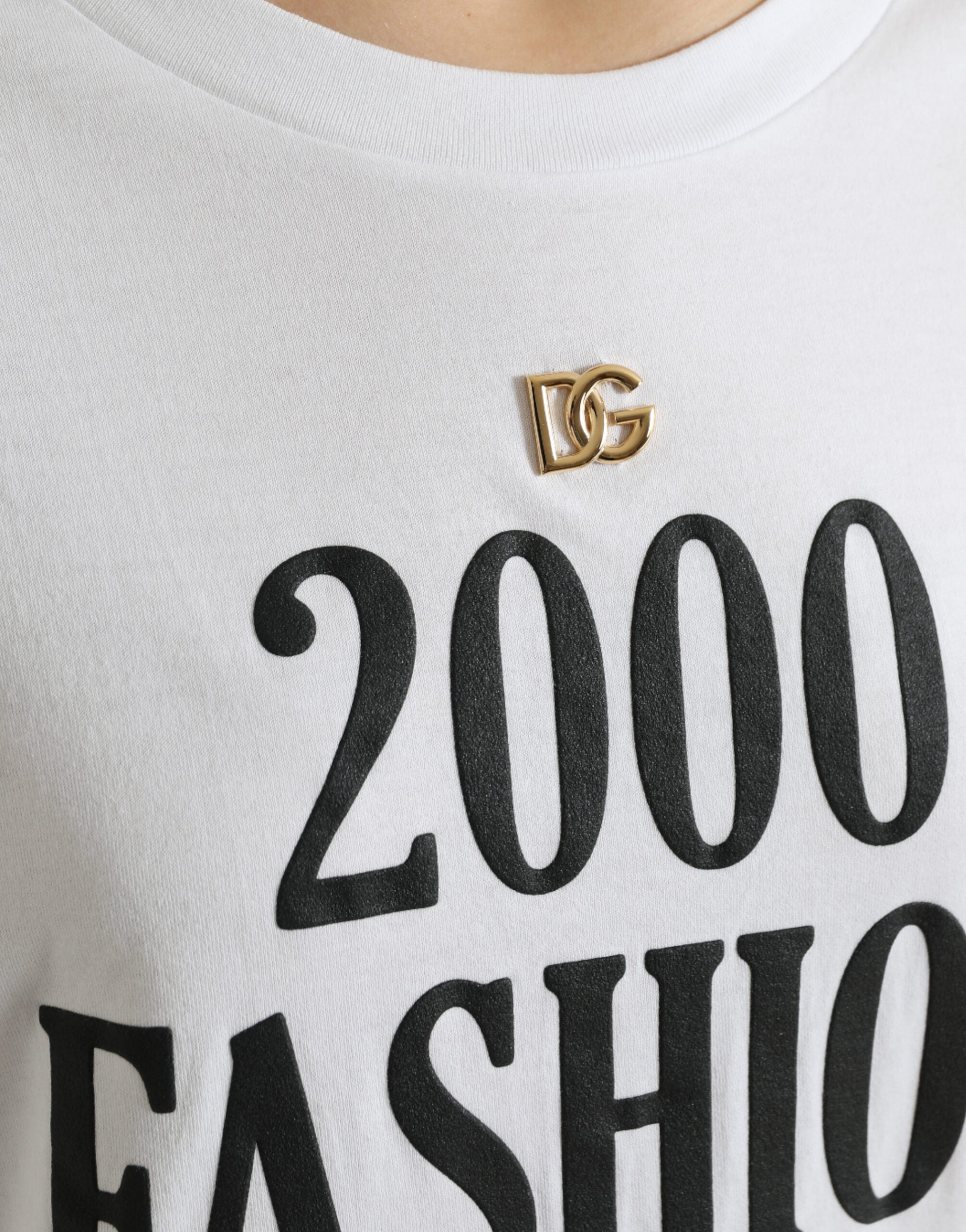 T-shirt Dolce & Gabbana bianca con stampa slogan e dettagli allacciati