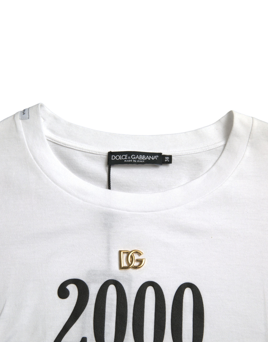 T-shirt Dolce & Gabbana bianca con stampa slogan e dettagli allacciati