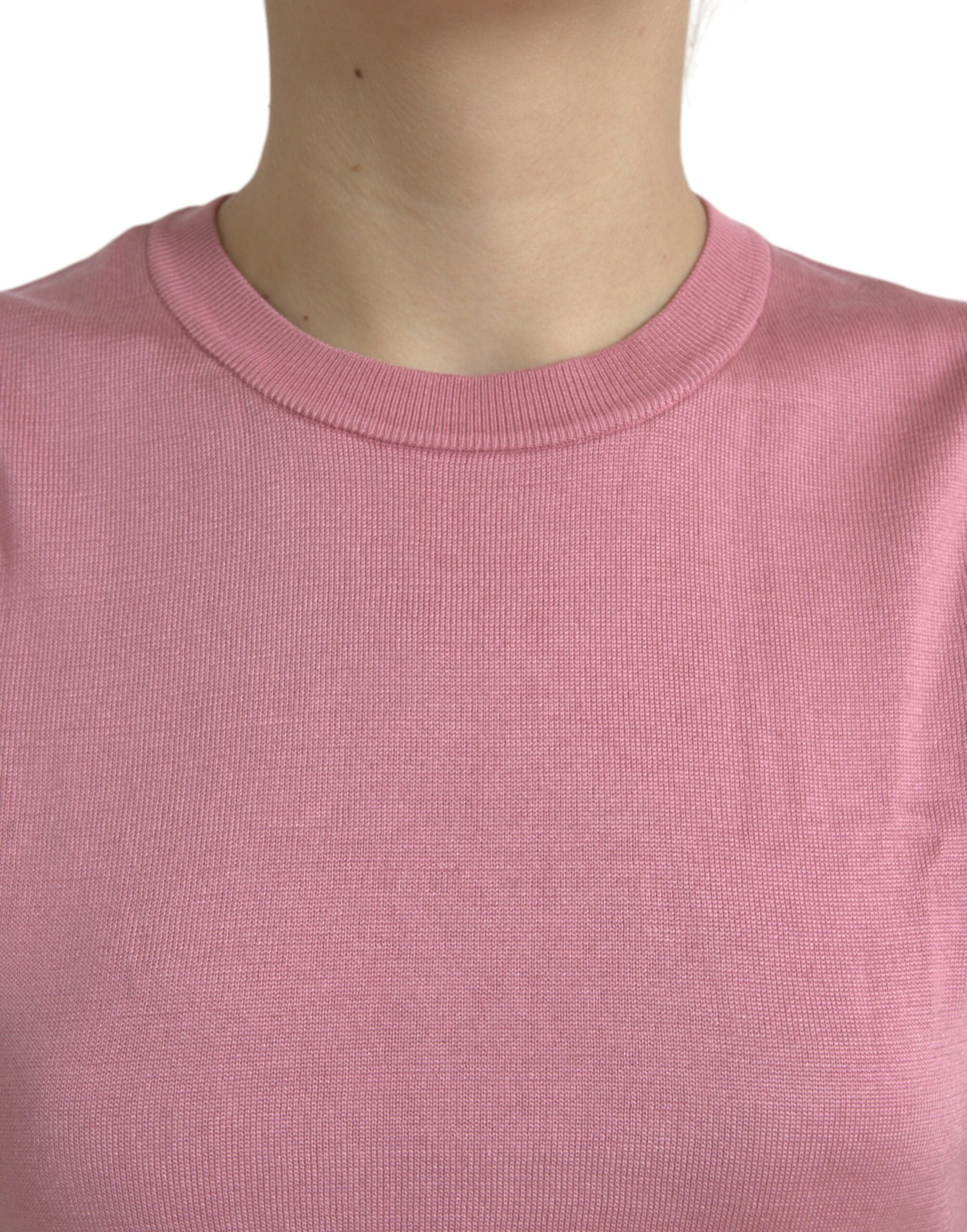 Top smanicato corto girocollo rosa Dolce & Gabbana