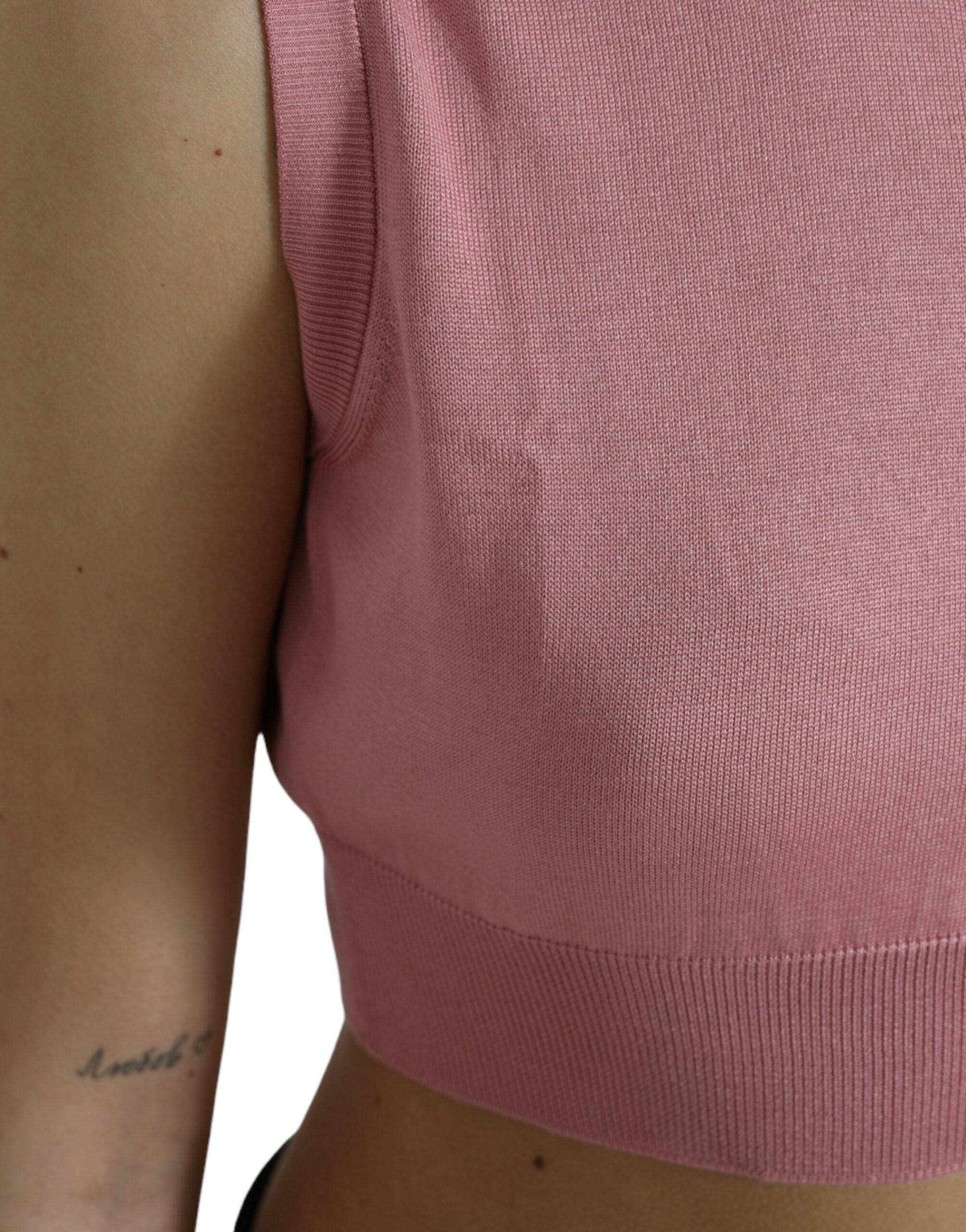 Top smanicato corto girocollo rosa Dolce & Gabbana