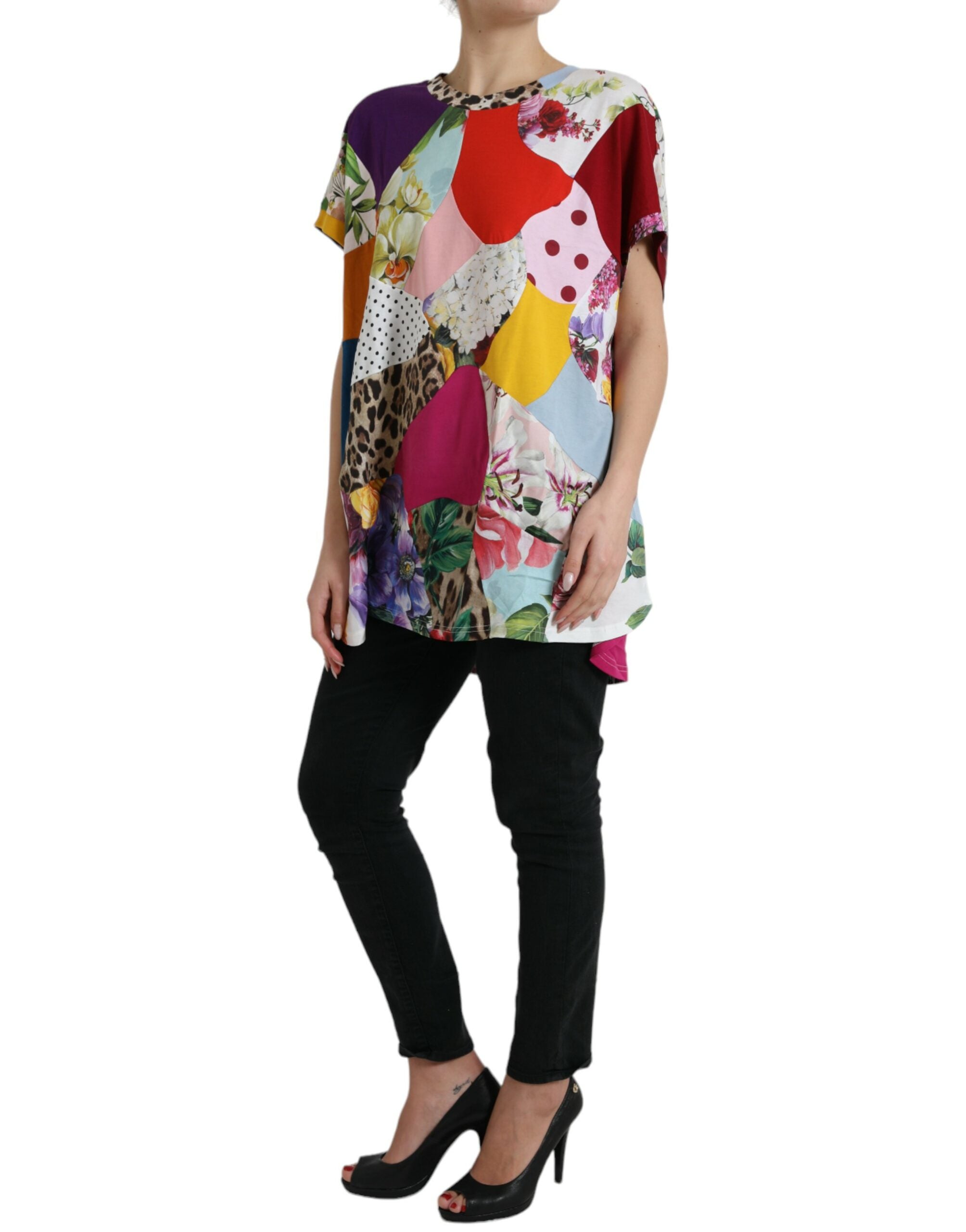 Blusa Top Dolce & Gabbana in Cotone Seta Patchwork Multicolore