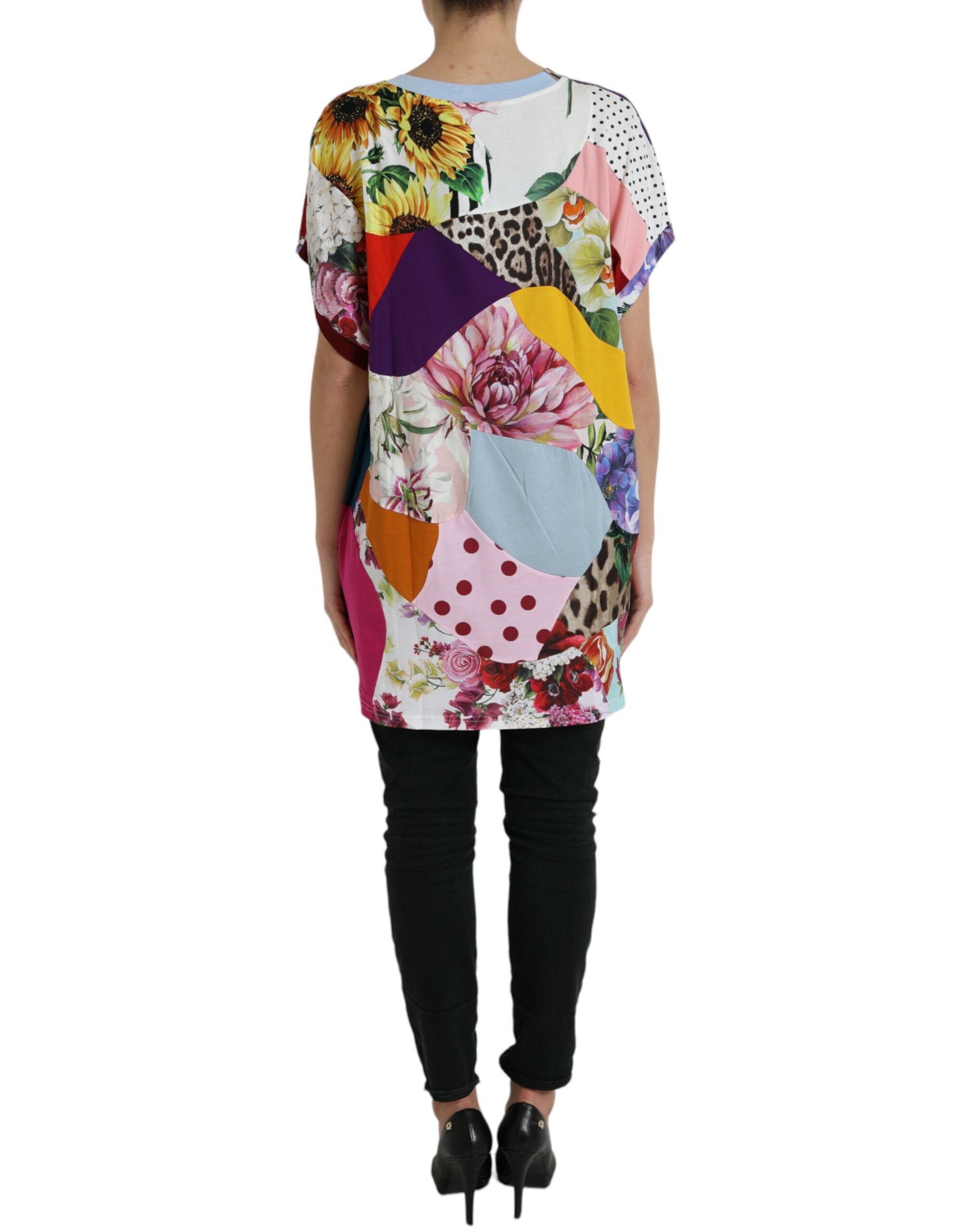 Blusa Top Dolce & Gabbana in Cotone Seta Patchwork Multicolore