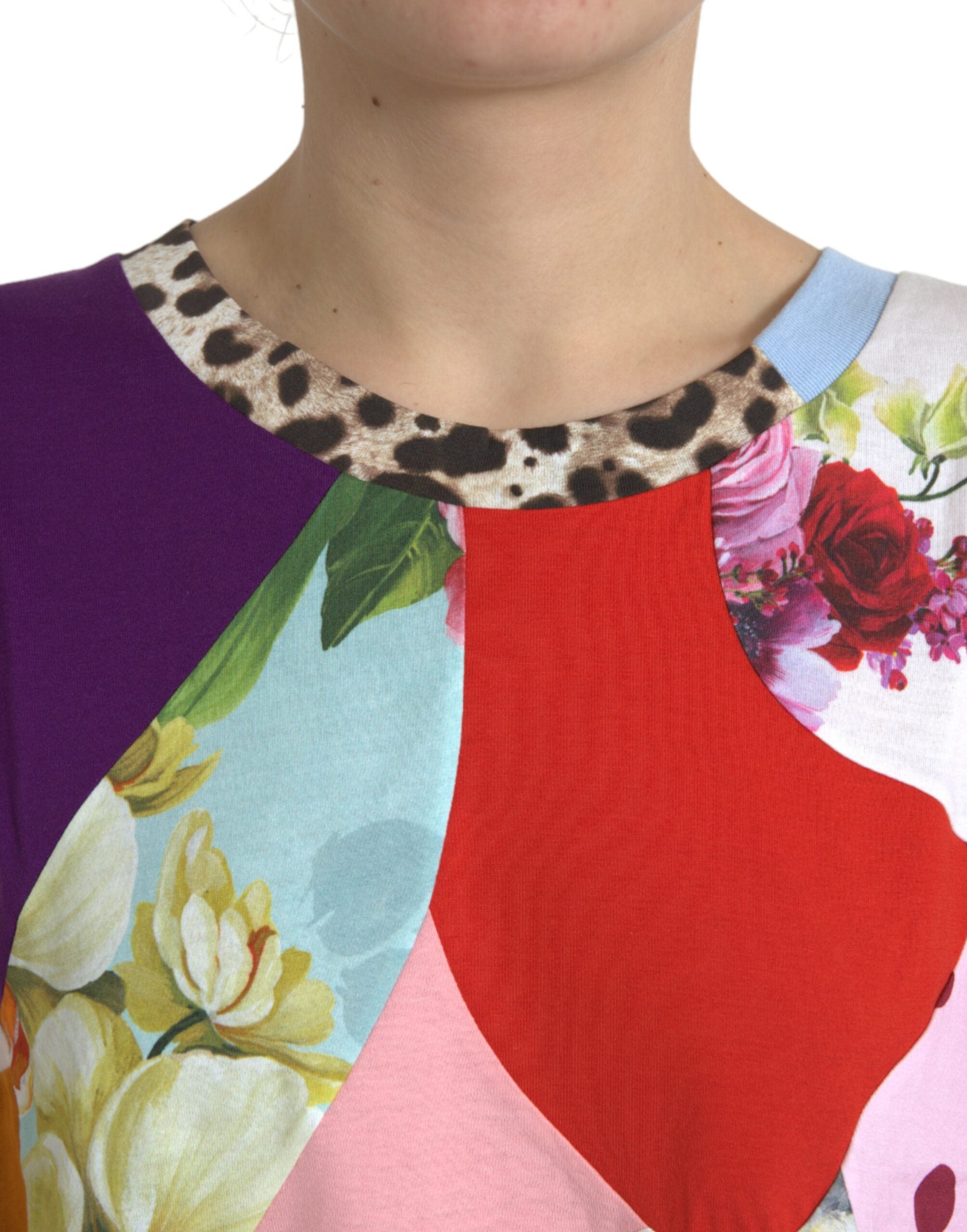 Blusa Top Dolce & Gabbana in Cotone Seta Patchwork Multicolore