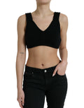 Top bustier Dolce & Gabbana nero in cashmere scollato a V e crop