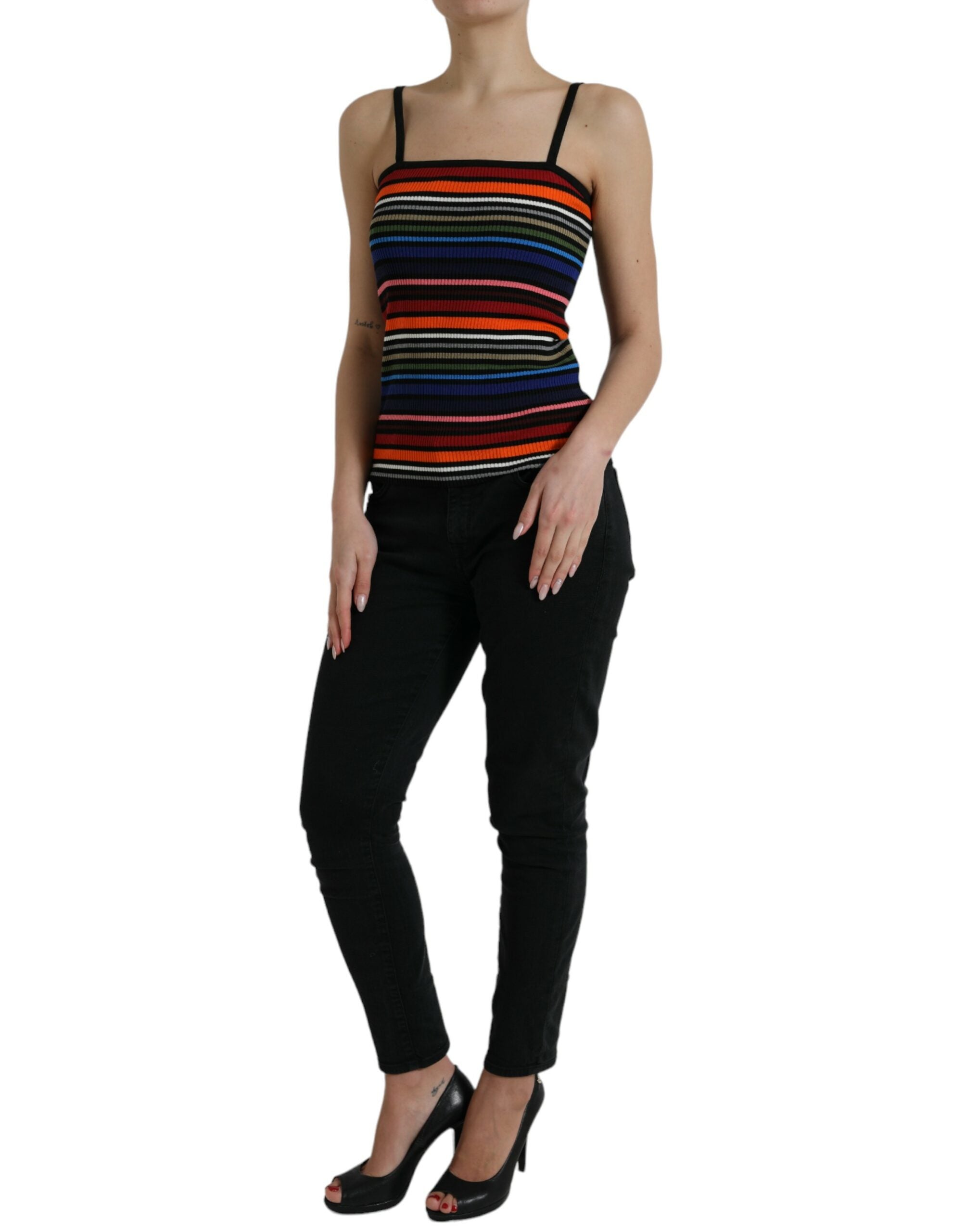 Top con spalline sottili a righe multicolori Dolce & Gabbana