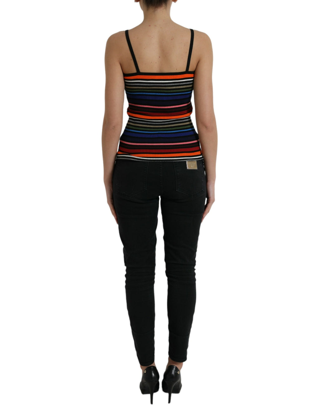 Top con spalline sottili a righe multicolori Dolce & Gabbana