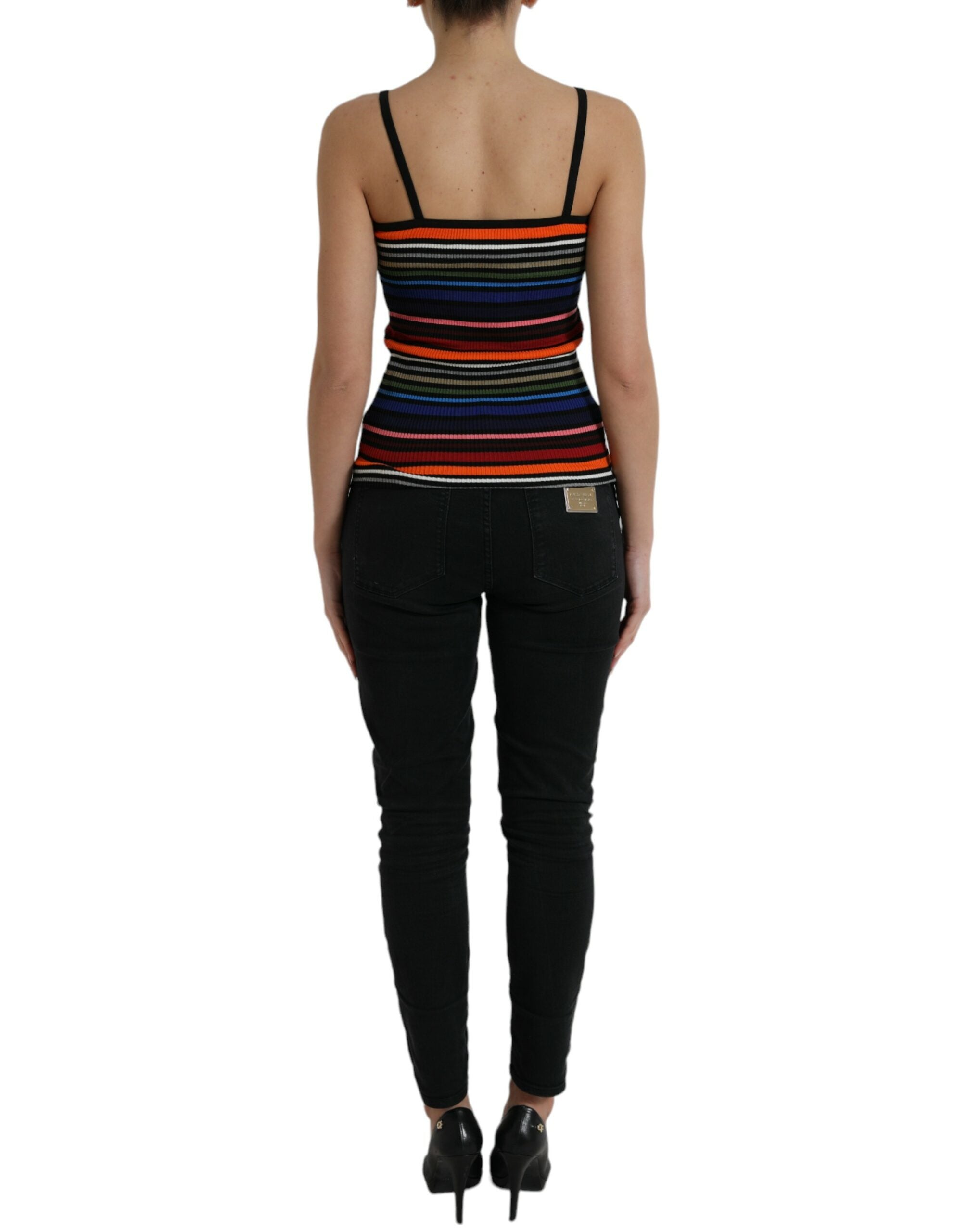 Top con spalline sottili a righe multicolori Dolce & Gabbana