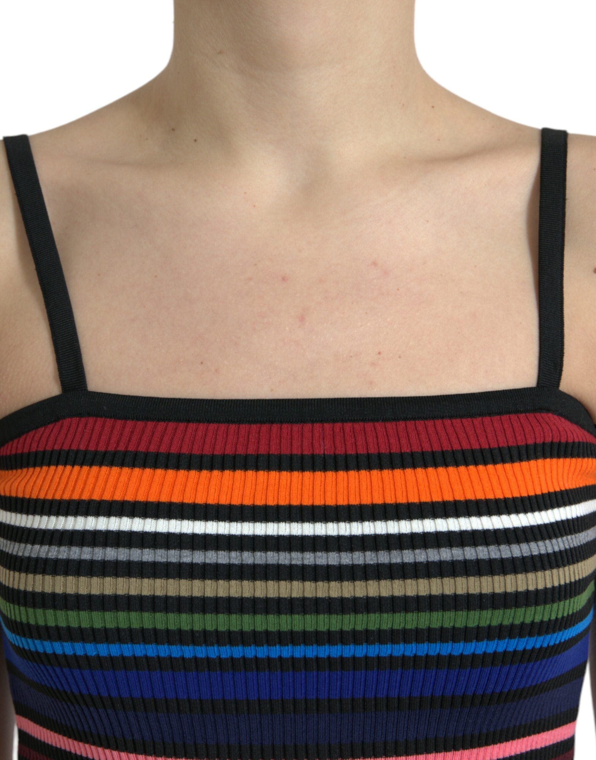 Top con spalline sottili a righe multicolori Dolce & Gabbana