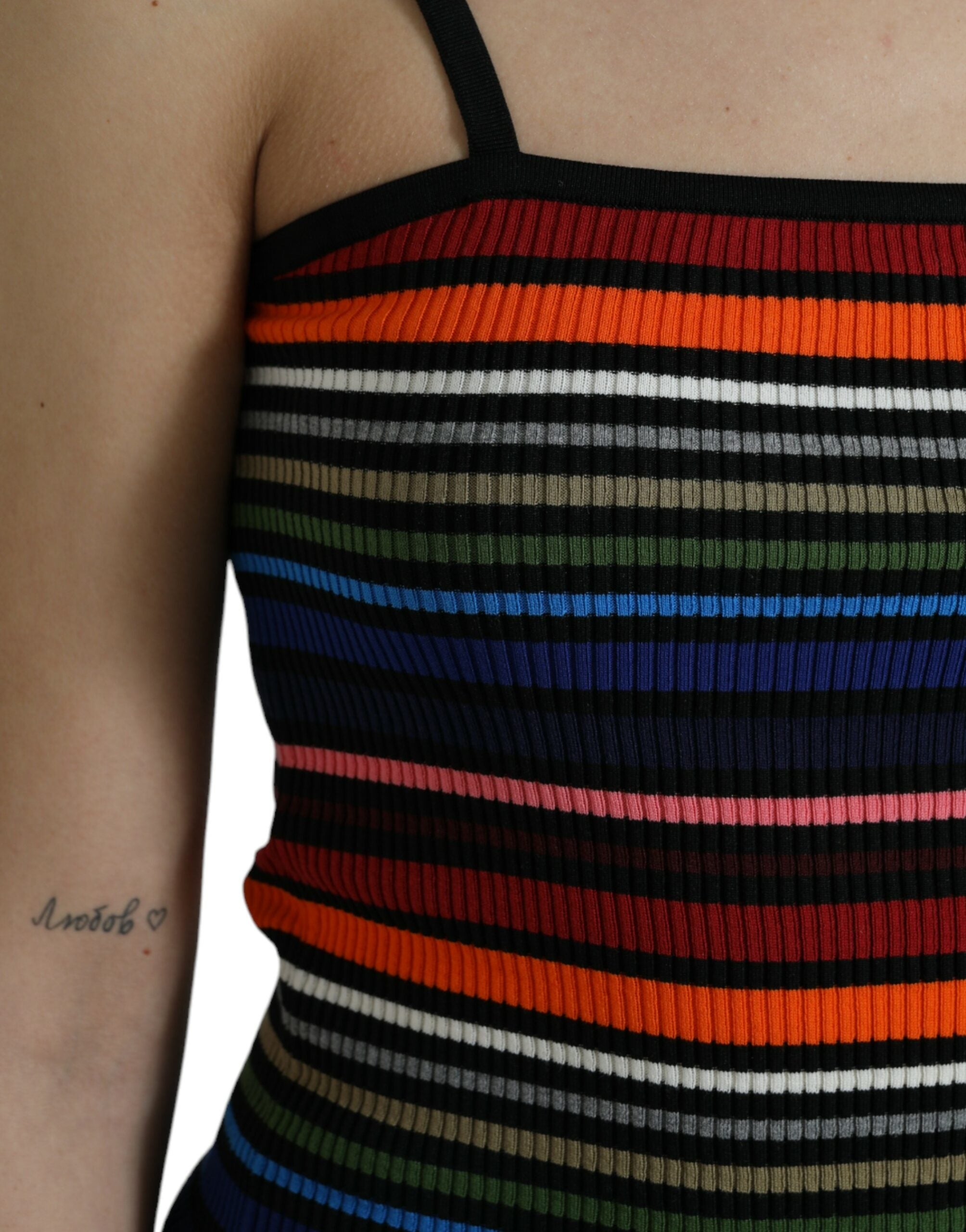 Top con spalline sottili a righe multicolori Dolce & Gabbana
