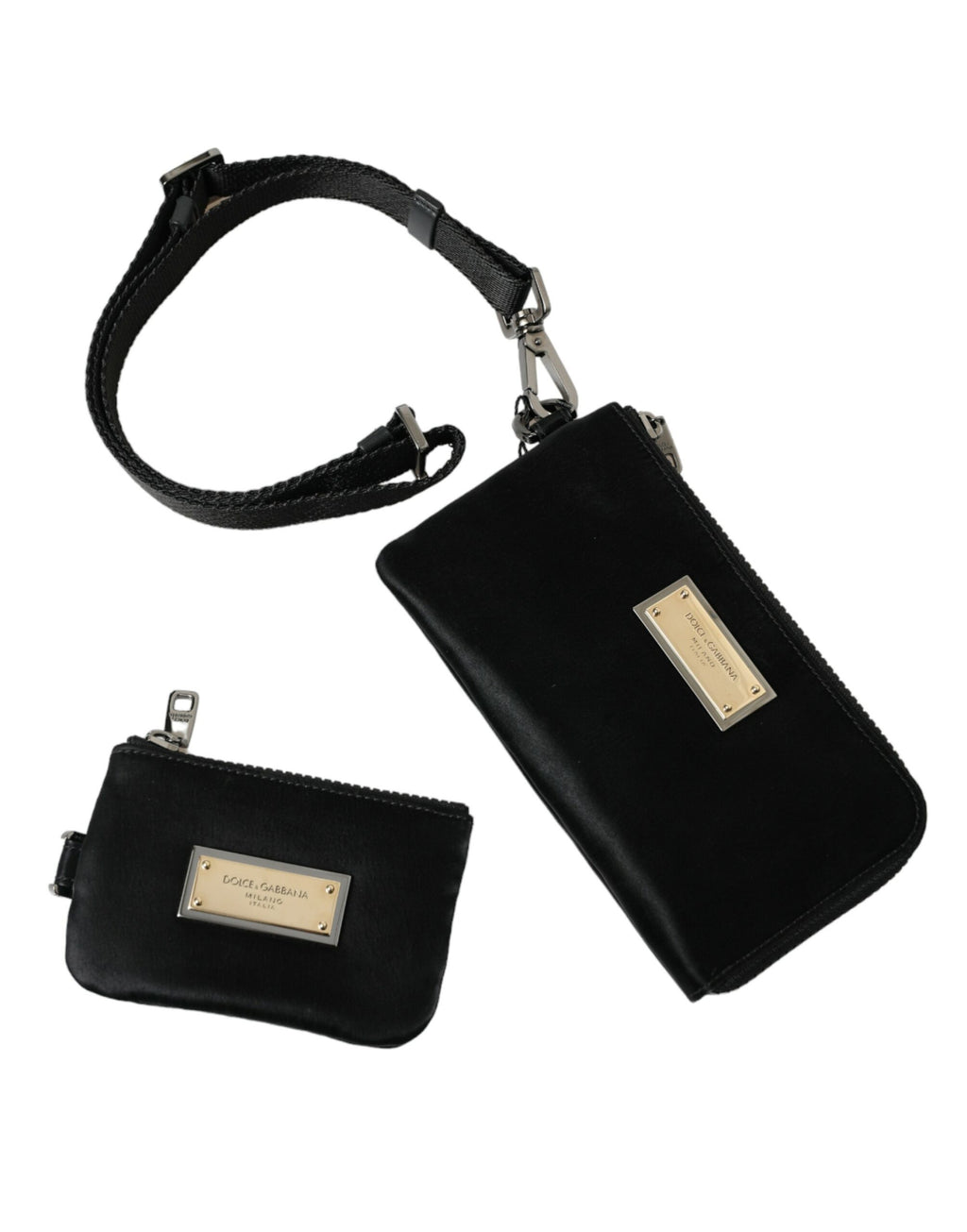Dolce & Gabbana Clutch Bag Busta Pochette Portachiavi in Nylon Nero con Logo