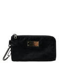 Dolce & Gabbana Borsa Pochette Portachiavi in Nylon Nero con Placca Logo