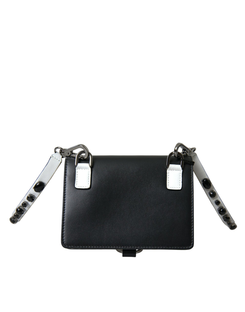 Portacarte/portafoglio Dolce & Gabbana in pelle bianca e nera con cristalli