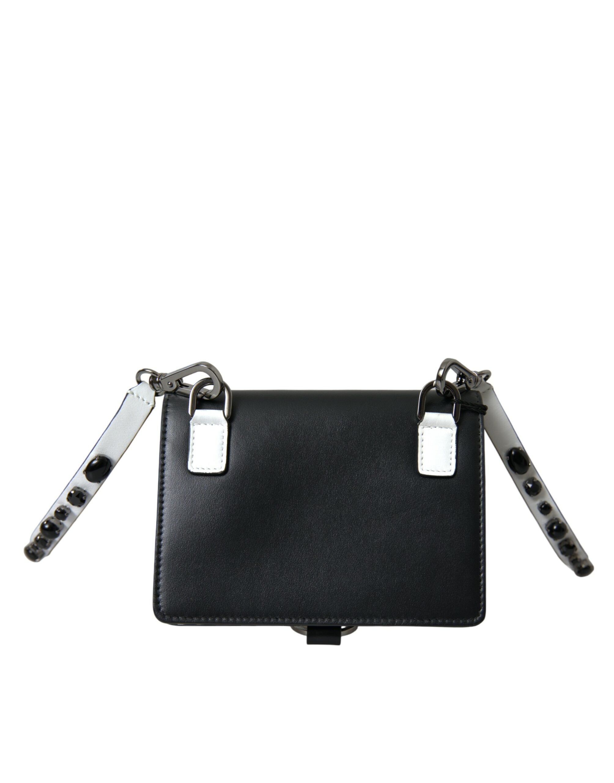 Portacarte/portafoglio Dolce & Gabbana in pelle bianca e nera con cristalli