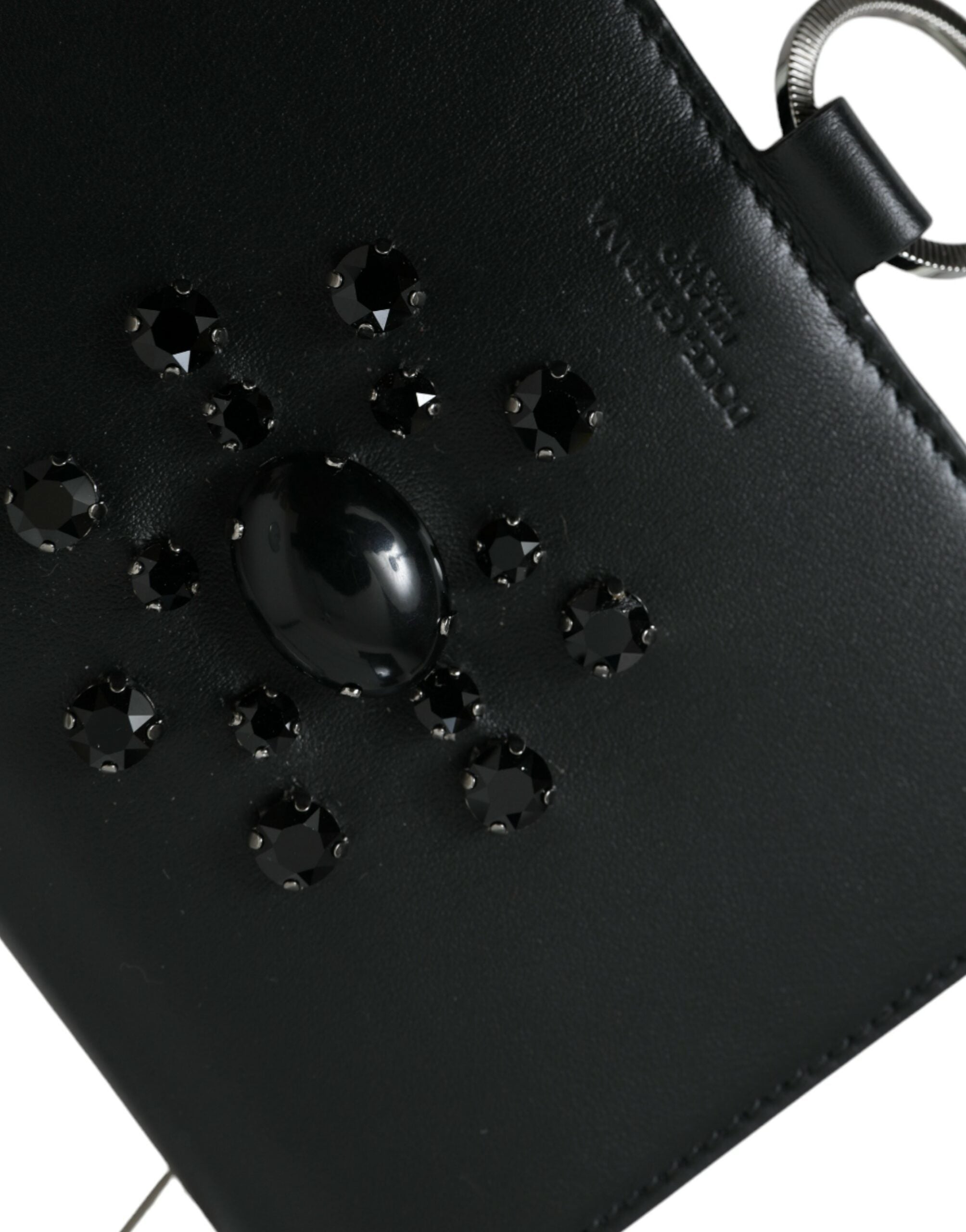 Portacarte/portafoglio Dolce & Gabbana in pelle bianca e nera con cristalli