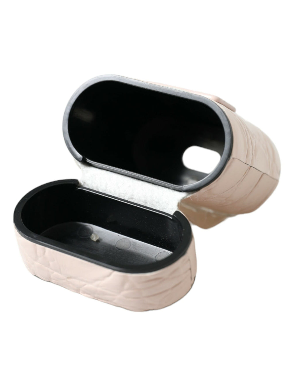 Custodia AirPods Dolce & Gabbana in Pelle di Vitello Rosa Chiaro con Logo in Metallo