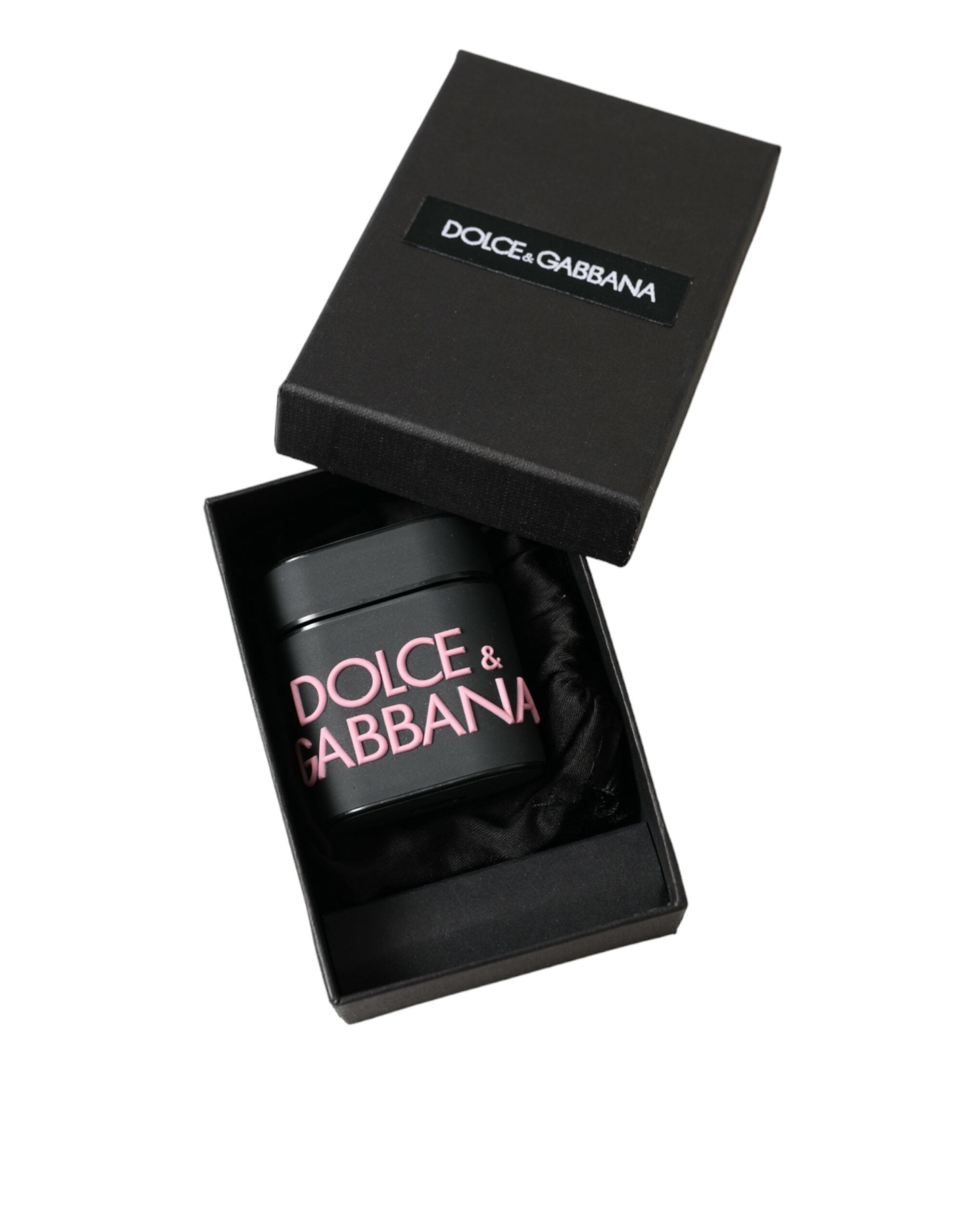 Dolce & Gabbana Custodia Nera per Airpods in Silicone con Logo in Rilievo