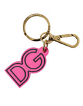 Dolce & Gabbana Portachiavi in gomma rosa con logo DG in metallo dorato
