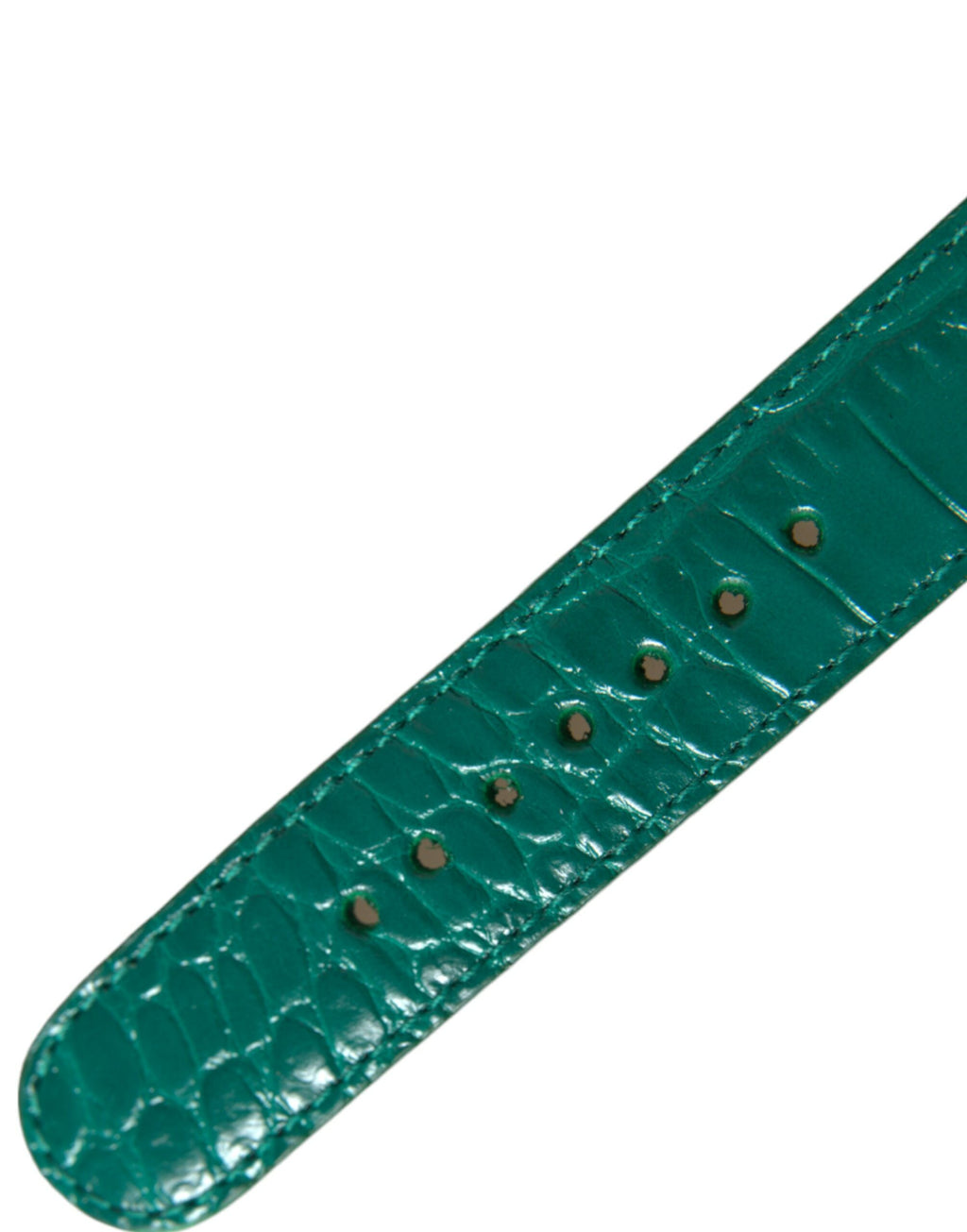 Fascia per il collo Dolce & Gabbana in pelle testurizzata verde con fibbia in metallo color oro
