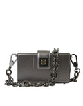 Borsa a spalla DG BOX in pelle di vitello grigio metallizzato Dolce & Gabbana