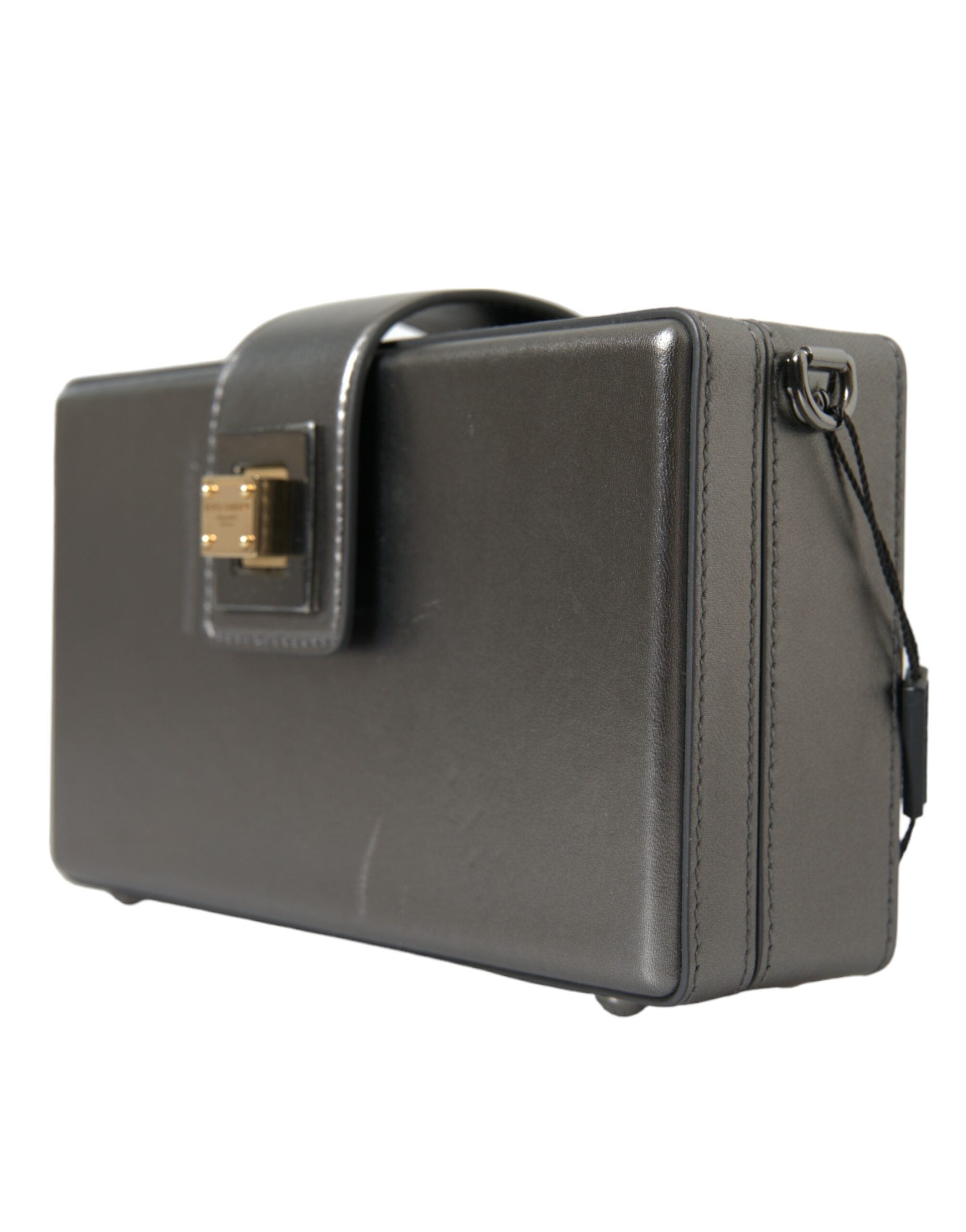 Borsa a spalla DG BOX in pelle di vitello grigio metallizzato Dolce & Gabbana