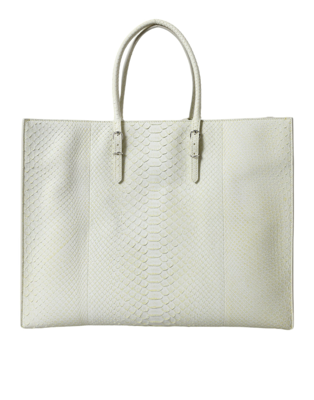 Borsa shopping Balenciaga PAPIER in pelle bianca e gialla esotica