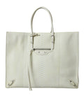 Borsa shopping Balenciaga PAPIER in pelle bianca e gialla esotica
