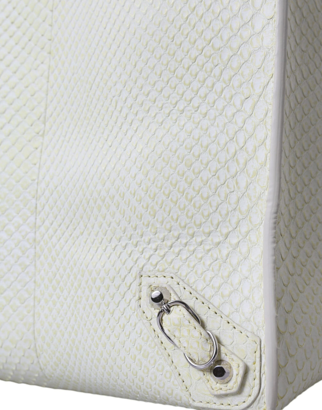 Borsa shopping Balenciaga PAPIER in pelle bianca e gialla esotica