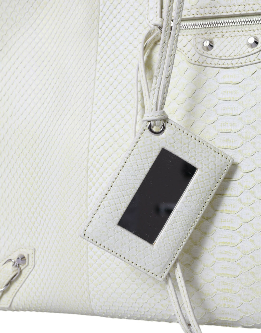 Borsa shopping Balenciaga PAPIER in pelle bianca e gialla esotica