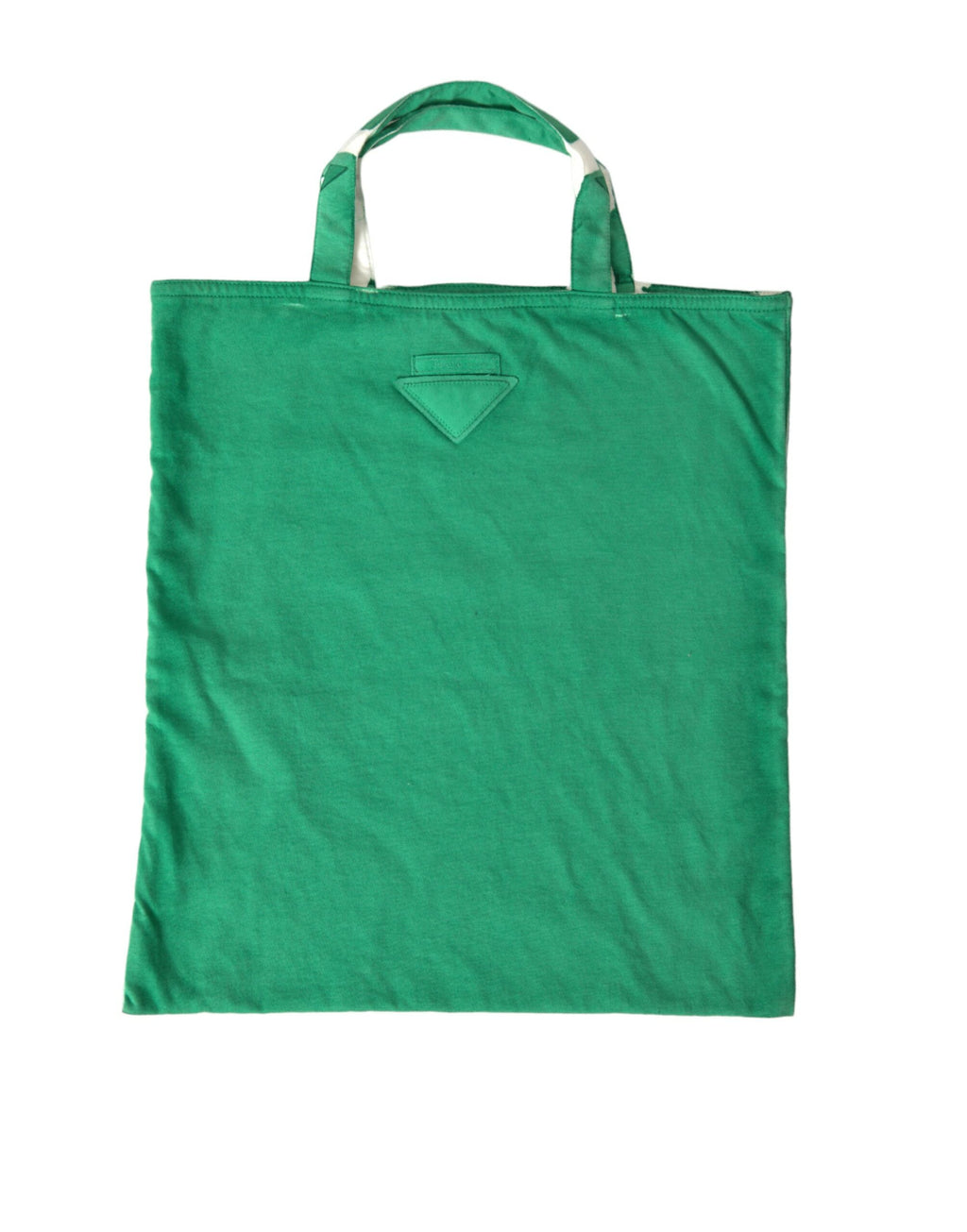 Borsa Shopping Prada in Jersey Verde con Logo
